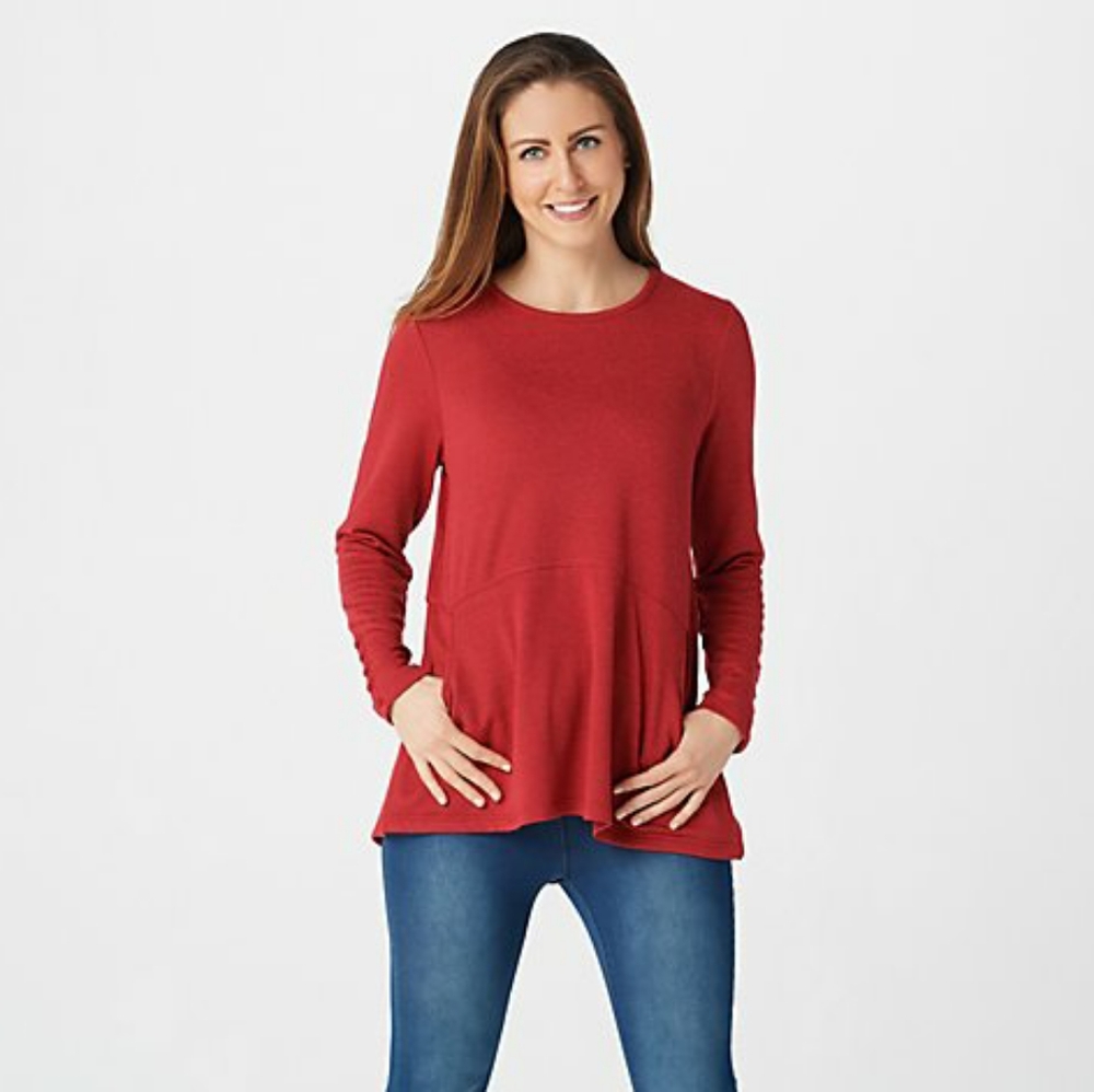 Denim and company heavenly jersey tunic apple red